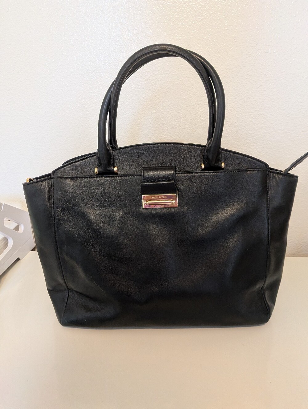 Henri Bendel Large Black Leather Satchel